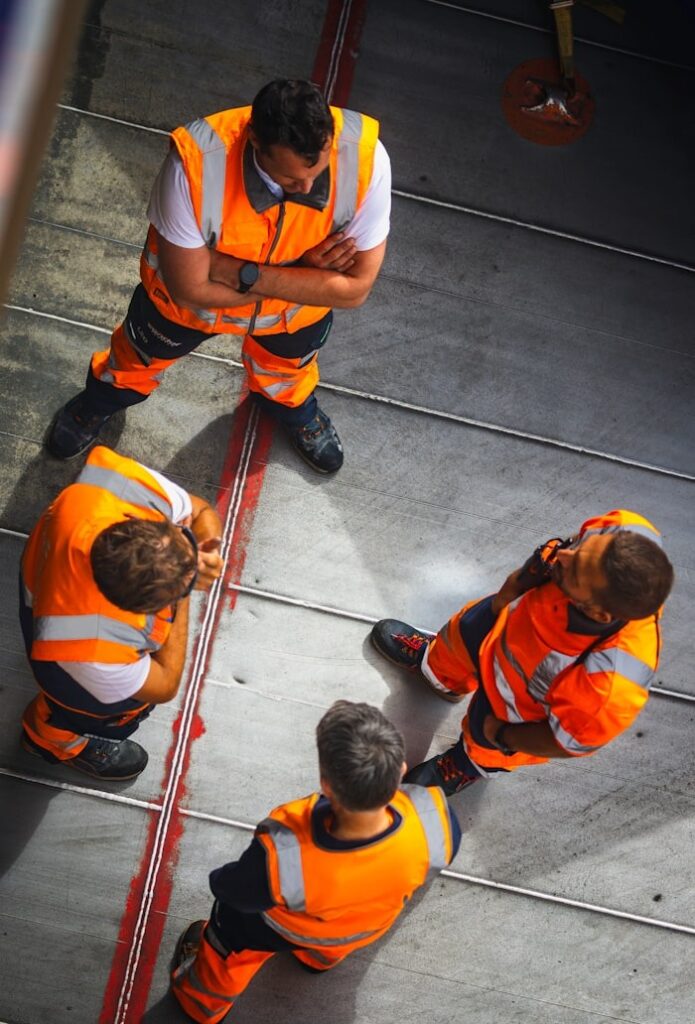 Industrial workers with safety equipment